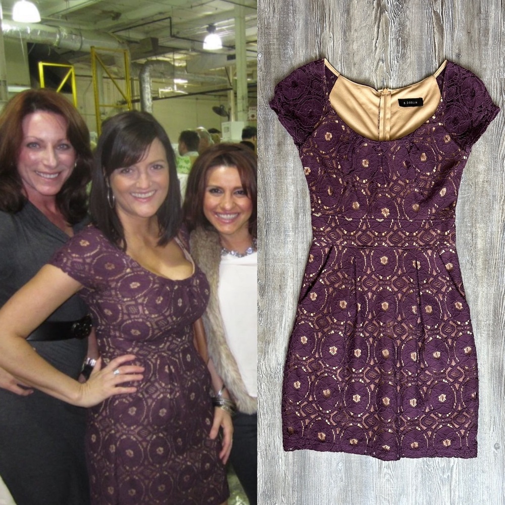 Plum colored lace dress w pockets
